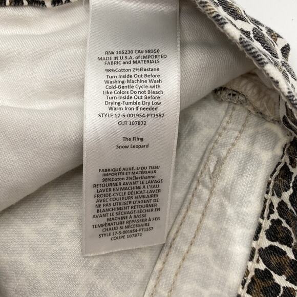 CURRENT ELLIOTT The Fling Snow Leopard Skinny Jeans Size 30 - Picture 8 of 9
